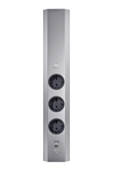 Naber Mira Eck small USB A/C, Edelstahl, 3 x Schukosteckdose, Ecksteckdosenelement, 7053241