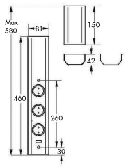Naber Mira Wand small USB A/C, schwarz matt, Steckdosenelement, 3 x Schukosteckdose, 7053244