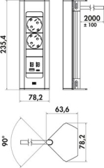 Naber Casia 2K Steckdosenleiste USB Typ A+C, schwarz matt, Ecksteckdosenelement, 7053248