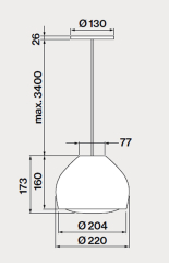 Falmec Sophie Lampe, anthrazit, 22 cm, 102307, mit 5 Jahren Garantie