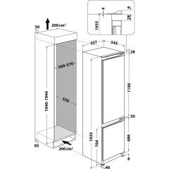 Einzelstck Bauknecht BKGIS 20F22, Einbau-Khl-Gefrierkombination, weiss, 194 cm, EEK: E, mit 5 Jahren Garantie!
