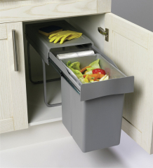 WESCO Einbauabfallsammler 30DT mit Ablageschale, Auszugstechnik fr Drehtren, alugrau, 21 l,  8011622