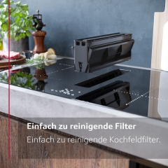 Neff V58NBSGA6, SET V58NBS1L0 Induktionskochfeld mit Dunstabzug, 80 cm, schwarz, rahmenlos + Z861SB4 90 Flachkanalbogen, mit 5 Jahren Garantie!
