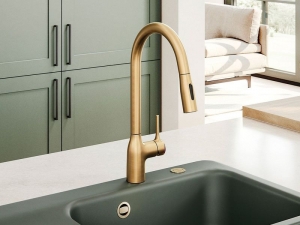 Einzelstck Systemceram KeraDomo MANIA SOFT, Einhebelmischer mit Zugauslauf, Hochdruck, 10449, Farbe Mattgold