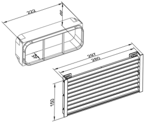 Naber PRIME flow Sockel-Lftungsgitter flow, edelstahlfarbig, B 150 mm, L 297 mm, 8033014