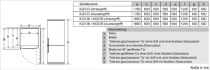 Siemens KG36EALCA, iQ500, Freistehende Khl-Gefrier-Kombination mit Gefrierbereich unten, 186 x 60 cm, Metall-Optik, EEK: C, mit 5 Jahren Garantie!