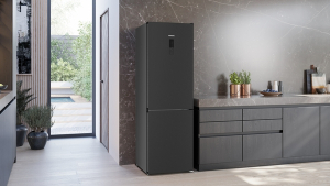 Siemens KG36NXXBF, iQ300,Freistehende Khl-Gefrier-Kombination mit Gefrierbereich unten, 186 x 60 cm, Gebrsteter schwarzer Stahl AntiFingerprint, Total noFrost, EEK: C, mit 5 Jahren Garantie!
