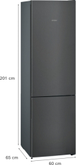 Siemens KG39E8XBA, iQ500, Freistehende Khl-Gefrier-Kombination mit Gefrierbereich unten, 201 x 60 cm, Gebrsteter schwarzer Stahl AntiFingerprint, EEK: B, mit 5 Jahren Garantie!