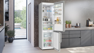 Siemens KG39NAICT, iQ500, Freistehende Khl-Gefrier-Kombination mit Gefrierbereich unten, 203 x 60 cm, Gebrsteter Stahl AntiFingerprint, Total noFrost, EEK: C, mit 5 Jahren Garantie!