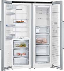 Siemens Set KA95FPIDP aus Eintr-Khlschrank und Eintr-Gefrierschrank inkl. Verbindungsleiste, KS36FPIDP + KS39ZAL00, Gebrsteter Stahl AntiFingerprint, EEK: D, mit 5 Jahren Garantie!