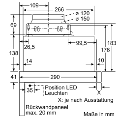 Siemens LI63LA526, iQ100, Flachschirmhaube, 60 cm, Silbermetallic, EEK: C, mit 5 Jahren Garantie!
