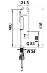 Blanco Luneoo-S, Hochdruck Festauslauf, satin platinum, 527976