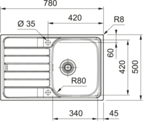 Franke Spark SKX 611-78 (50) Einbausp�le Edelstahl geb�rstet, reversibel, 101.0714.945