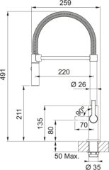 Franke Maris Slim Semi-Pro Einhebelmischer, Hochdruck Zugauslauf, Chrom, 115.0728.395