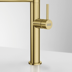 Franke Pescara J Semi-Pro Einhebelmischer, Hochdruck Festauslauf, Edelstahl massiv, PVD Gold, 115.0741.723