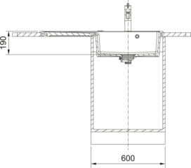 Franke Mythos X MYK 611-100 A, Fraceram Keramiksple, Farbe Anthrazit matt, Becken rechts, 124.0747.152