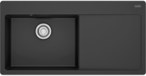 Franke Mythos X MYK 611-100 A, Fraceram Keramiksple, Farbe Anthrazit matt, Becken links, 124.0747.156
