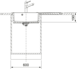 Franke Mythos X MYK 611-100 A, Fraceram Keramiksple, Farbe Anthrazit matt, Becken links, 124.0747.156