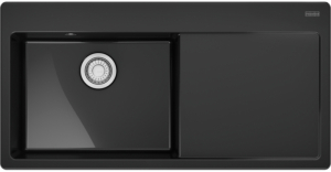 Franke Mythos X MYK 611-100 A, Fraceram Keramiksple, Farbe Onyx glnzend, Becken links, 124.0747.157