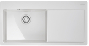 Franke Mythos X MYK 611-100 A, Fraceram Keramiksple, Farbe Glacier glnzend, Becken links, 124.0747.159