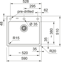 Franke Mythos X MYK 610-52 A, Fraceram Keramiksple, Farbe Glacier glnzend, 124.0747.163