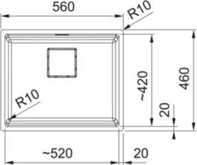 Franke Kubus 2 Pro KNG Pro 110-52 Unterbausple, Fragranite, Farbe Onyx, 125.0747.708