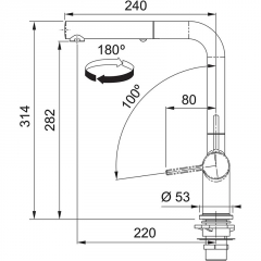 Franke Active L Window Auszugsbrause Einhebelmischer, Fenster-Armatur, Hochdruck, chrom, 115.0653.391