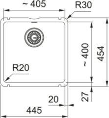 Franke Kubus X KXK 110-41, Fraceram Unterbau-Keramiksple, Farbe Onyx glnzend, 126.0735.181