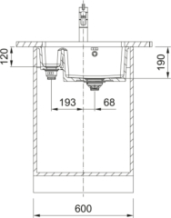 Franke Kubus X KXK 160-37-12, Fraceram Unterbau-Keramiksple, Farbe Anthrazit matt, 126.0735.191