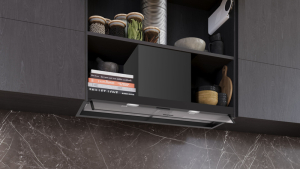 Siemens LJ95BCC60, iQ300, Integrierte Designhaube, 60 cm, Klarglas, Mattschwarz, EEK: B, mit 5 Jahren Garantie!