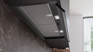 Siemens LJ95BCC60, iQ300, Integrierte Designhaube, 60 cm, Klarglas, Mattschwarz, EEK: B, mit 5 Jahren Garantie!