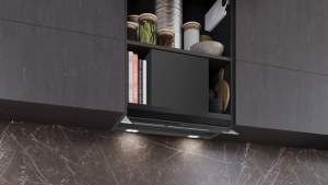 Siemens LJ67BDP60, iQ500, Integrierte Designhaube, 60 cm, Klarglas Mattschwarz bedruckt, EEK: A*, mit 5 Jahren Garantie!