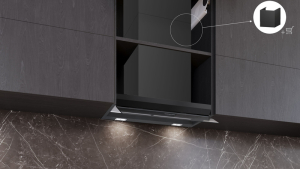 Siemens LJ67BDP60, iQ500, Integrierte Designhaube, 60 cm, Klarglas Mattschwarz bedruckt, EEK: A*, mit 5 Jahren Garantie!