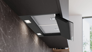 Siemens LJ67BDP60, iQ500, Integrierte Designhaube, 60 cm, Klarglas Mattschwarz bedruckt, EEK: A*, mit 5 Jahren Garantie!