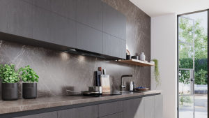 Siemens LJ67BDP60, iQ500, Integrierte Designhaube, 60 cm, Klarglas Mattschwarz bedruckt, EEK: A*, mit 5 Jahren Garantie!