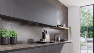 Siemens LJ67BDP60, iQ500, Integrierte Designhaube, 60 cm, Klarglas Mattschwarz bedruckt, EEK: A*, mit 5 Jahren Garantie!