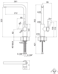 Systemceram KeraDomo SKIVA, Einhebelmischer, Hochdruck, 10040, Edelstahl massiv