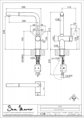 Systemceram KeraDomo SILA, Einhebelmischer mit Zugauslauf, Hochdruck, 10502, Farbe Kupfer
