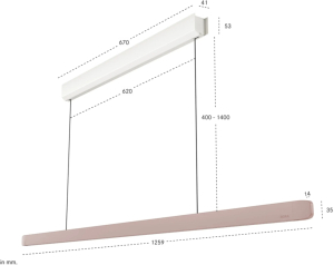 BORA Horizon Pendelleuchte fix - rosegold, mit Gestensteuerung, 126 cm, LHFRG
