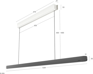 BORA Horizon Pendelleuchte fix - schwarz, mit Gestensteuerung, 126 cm, LHFSW