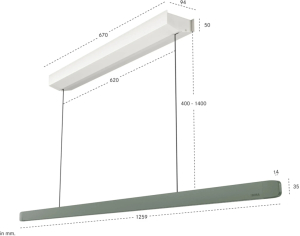 BORA Horizon Pendelleuchte move - moosgrn, mit Gestensteuerung, 126 cm, LHMMG