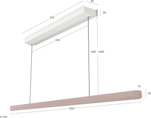 BORA Horizon Pendelleuchte move - rosegold, mit Gestensteuerung, 126 cm, LHMRG