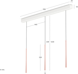 BORA Stars Pendelleuchte 3-fach linear - rosegold, LSLRG