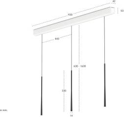 BORA Stars Pendelleuchte 3-fach linear - schwarz, LSLSW