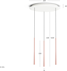 BORA Stars Pendelleuchte 3-fach zirkular - rosegold, LSZRG