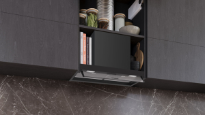 Siemens LJ65BCC60, iQ300, Integrierte Designhaube, 60 cm, Klarglas, Mattschwarz, EEK: B, mit 5 Jahren Garantie!