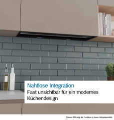 Bosch DBB97DP60, Serie 6, Integrierte Designhaube, 90 cm, Klarglas Mattschwarz bedruckt, EEK: A+, mit 5 Jahren Garantie!