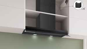 Bosch DBB97DP60, Serie 6, Integrierte Designhaube, 90 cm, Klarglas Mattschwarz bedruckt, EEK: A+, mit 5 Jahren Garantie!