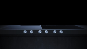 Kppersbusch KMI 12850.0 SR-E S2, 118 cm Muldenlftung inkl. Motor, rahmenlos, Edelstahlknebel, Gitter Black Chrome, mit 5 Jahren Garantie!