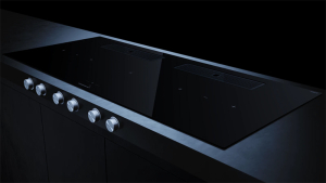 Kppersbusch KMI 12850.0 SR-E S2, 118 cm Muldenlftung inkl. Motor, rahmenlos, Edelstahlknebel, Gitter Black Chrome, mit 5 Jahren Garantie!